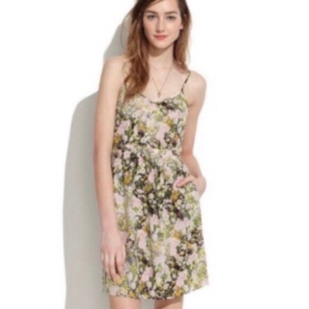 Madewell Sungarden floral print dress 100% silk
